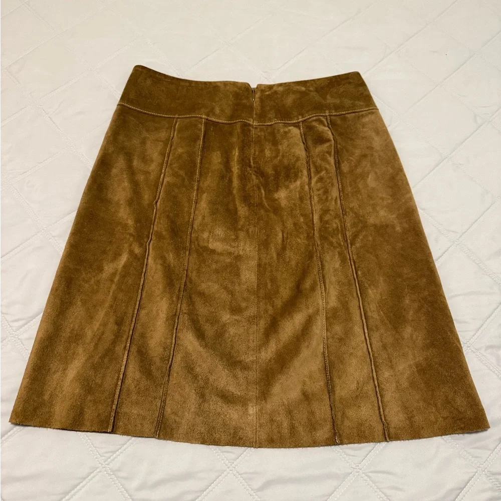 Ann Taylor Brown Suede A-Line‎ Skirt